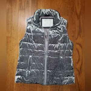 Calvin Klein Silver Velvet Puffer Vest